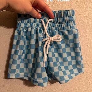 Kids Blue Checkered Swim Shorts